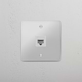 Accessorio Affidabile per Connessione di Rete: Modulo RJ45 Singolo in Bianco Trasparente su Sfondo Bianco