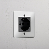 Modulo Singolo Schuko/Bipasso in Nero Trasparente