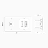 Modulo Doppio USB 30W & 2x Bipasso - Trasparente Bianco