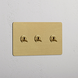 Doppio 3x Interruttore a Levetta in Stile Ottone Antico Classico