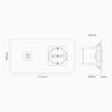 Modulo Doppio USB 30W & Schuko/Bipasso - Nichel Lucido Bianco
