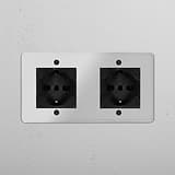 Modulo Doppio 2x Schuko/Bipasso - Trasparente Nero
