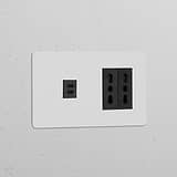 Modulo USB 30W + Modulo di alimentazione Bipasso 2x - Pitturabile Nero