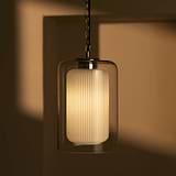 Windsor Lampadario Medio in Vetro Opale - Nichel Lucido