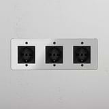 Modulo Triplo 3x Schuko/Bipasso - Trasparente Nero