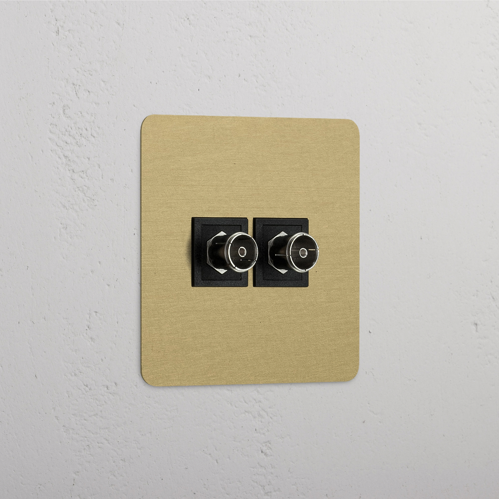 Modulo TV con Doppie Porte in Design Singolo Ottone Antico Nero
