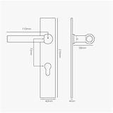 Harper Maniglia con Placca Lunga e Serratura Euro - Ottone Antico
