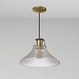 Hammersmith Lampadario Medio in Vetro Scanalato - Ottone Antico