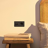 Doppio Modulo 2x Levetta & Schuko Tondo - Bronzo Nero