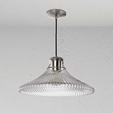 Hammersmith Lampadario Grande in Vetro Scanalato - Nichel Lucido