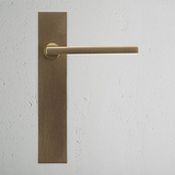 Clayton Maniglia con Placca Lunga a Molla - Ottone Antico