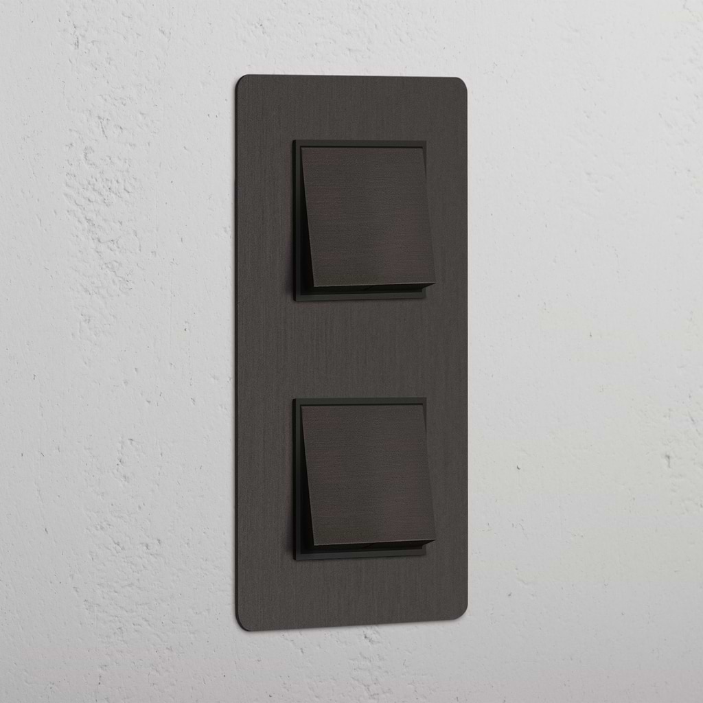 Interruttore Verticale Doppio a Bilanciere in Bronzo Nero con 2 Posizioni - Accessorio Casa Moderno