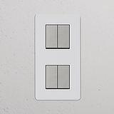 Interruttore a Bilanciere Doppio Verticale 4x – Pitturabile Nichel Lucido Bianco
