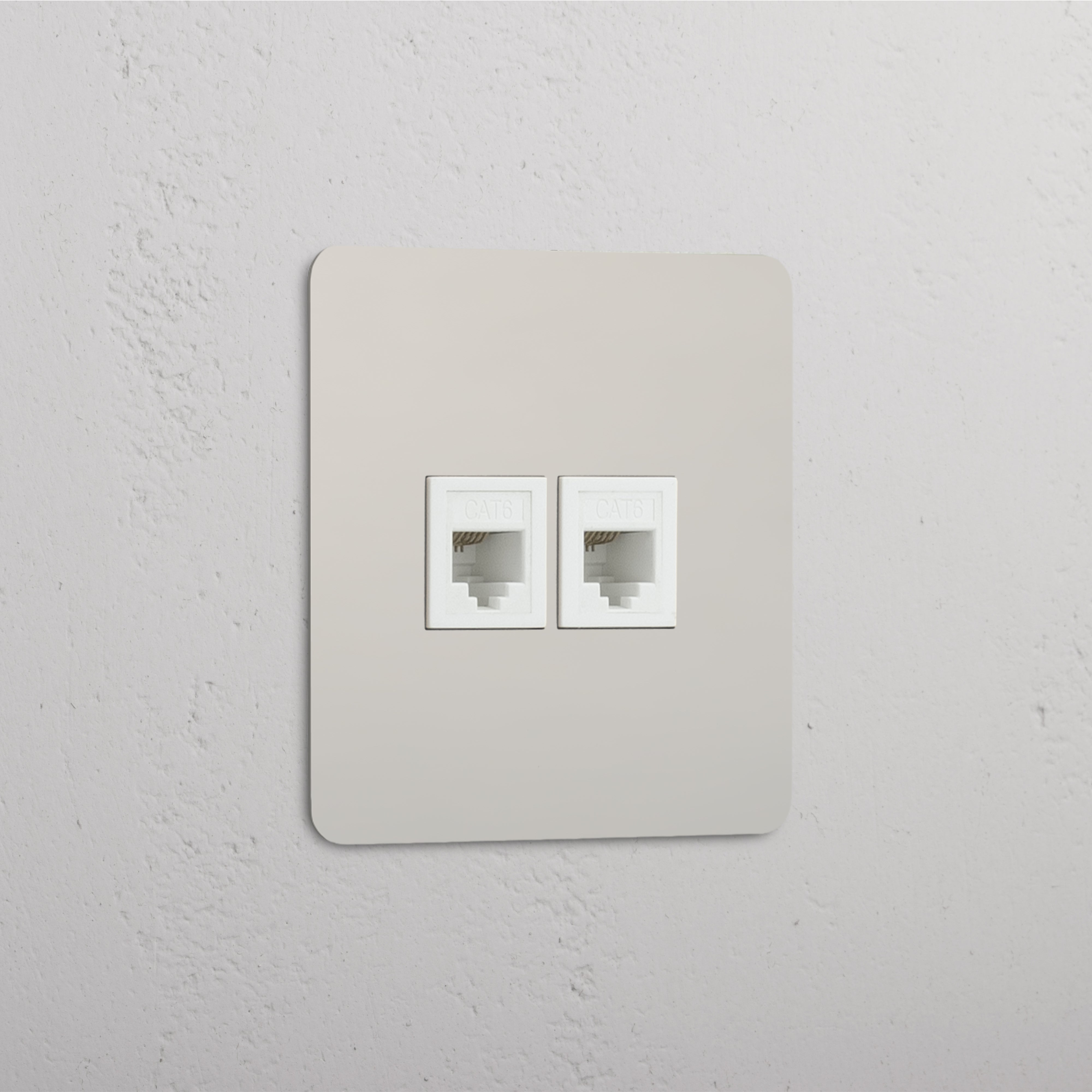 Accessorio Doppio Connessione di Rete: Modulo Singolo 2x RJ45 in Nichel Lucido Bianco