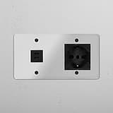 Modulo Doppio USB 30W & Schuko/Bipasso - Trasparente Nero