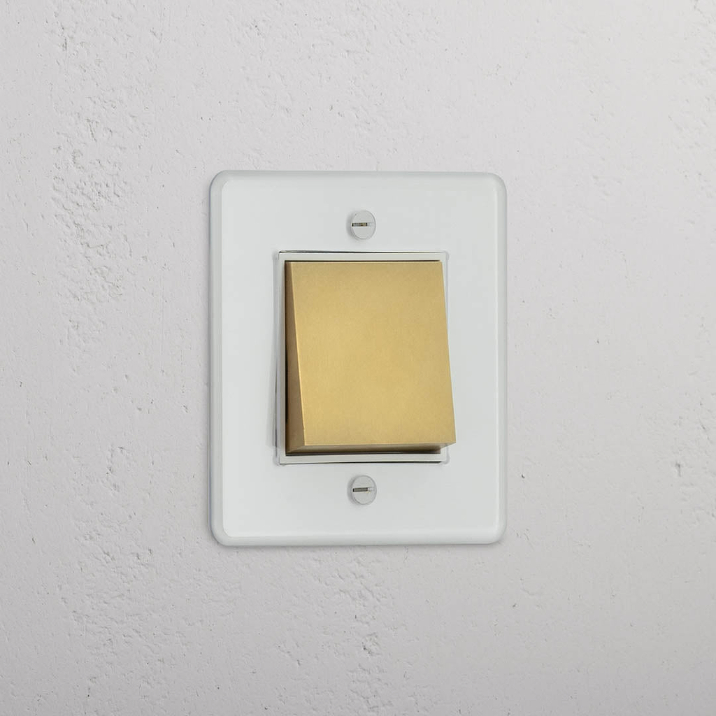 Interruttore Intermittente Singolo a Bilanciere in Ottone Antico Bianco - Strumento Versatile per Controllo Luce