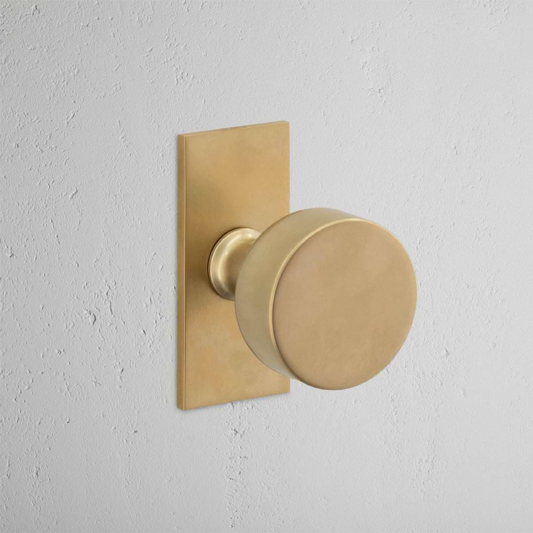 Onslow Pomello con Molla su Placca Corta - Ottone Antico