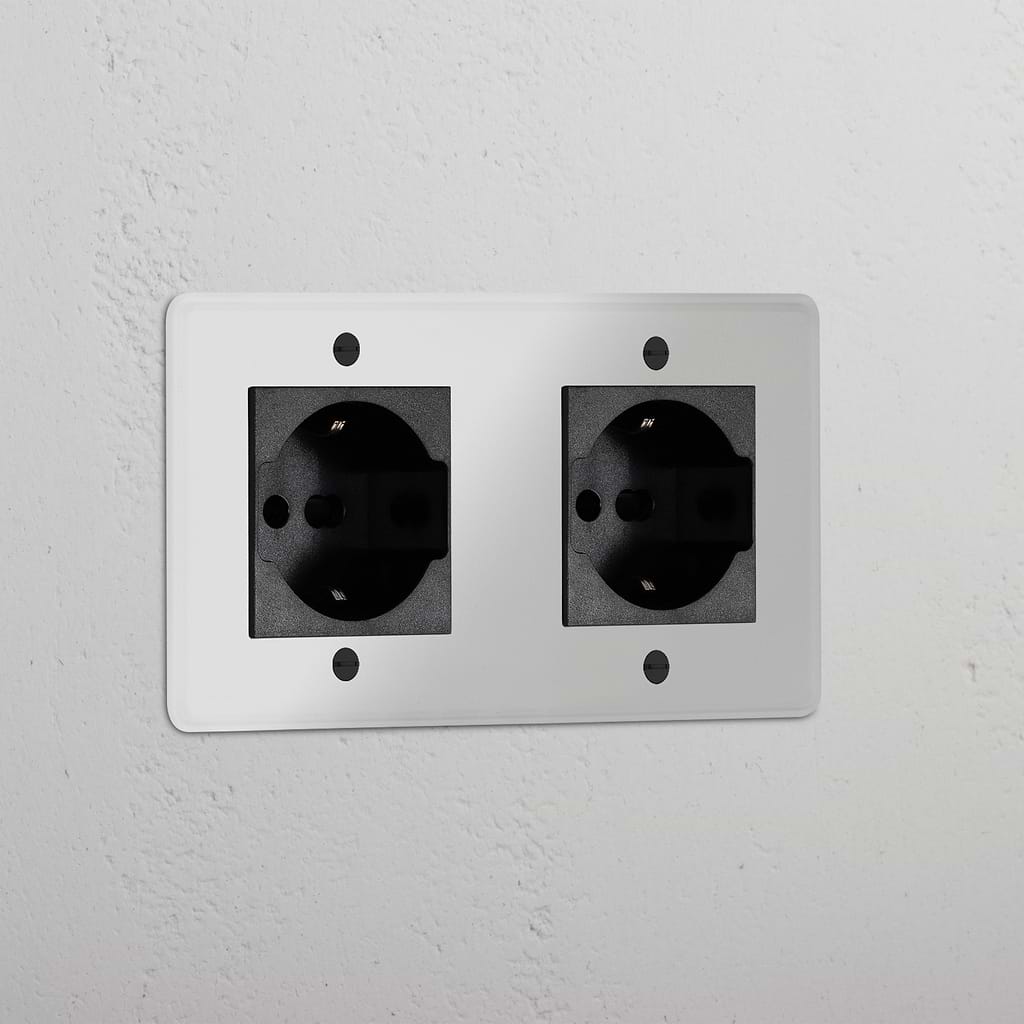 Modulo Doppio 2x Schuko/Bipasso in Nero Trasparente