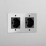 Modulo Doppio 2x Schuko/Bipasso in Nero Trasparente