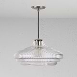 Brookfield Lampadario Grande in Vetro Scanalato - Nichel Lucido
