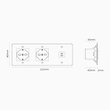 Modulo Triplo USB 30W & 2x Schuko/Bipasso - Trasparente Nero