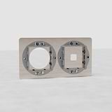 Doppia Placca 2x Interruttori & 1x Modulo Tonda EU - Nichel Lucido