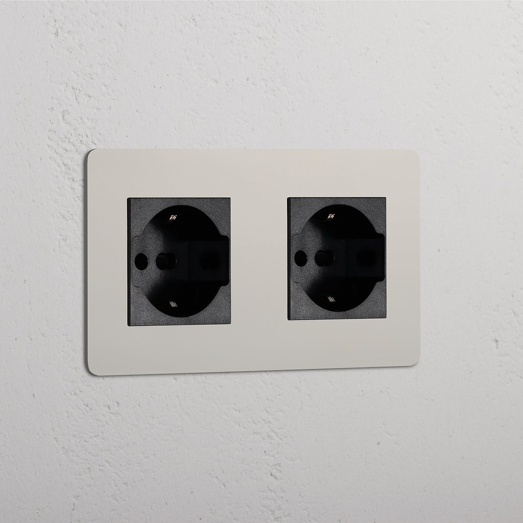 Modulo Doppio 2x Schuko/Bipasso in Nichel Lucido Nero