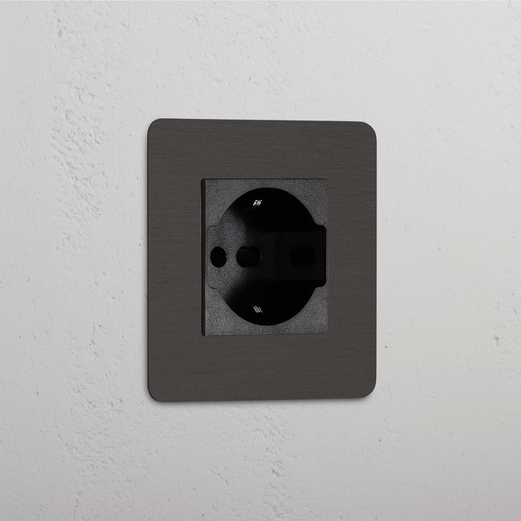 Modulo Singolo Schuko/Bipasso in Bronzo Nero