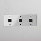 Modulo USB triplo ad alta velocità in nero trasparente: per le tue esigenze energetiche su sfondo bianco.