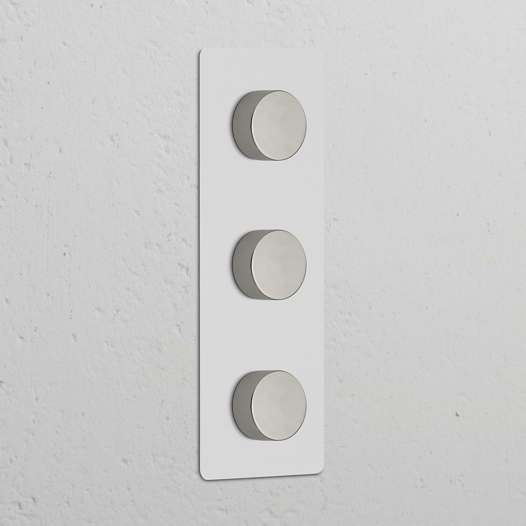 Interruttore Dimmer Triplo Verticale 3x – Pitturabile Nichel Lucido