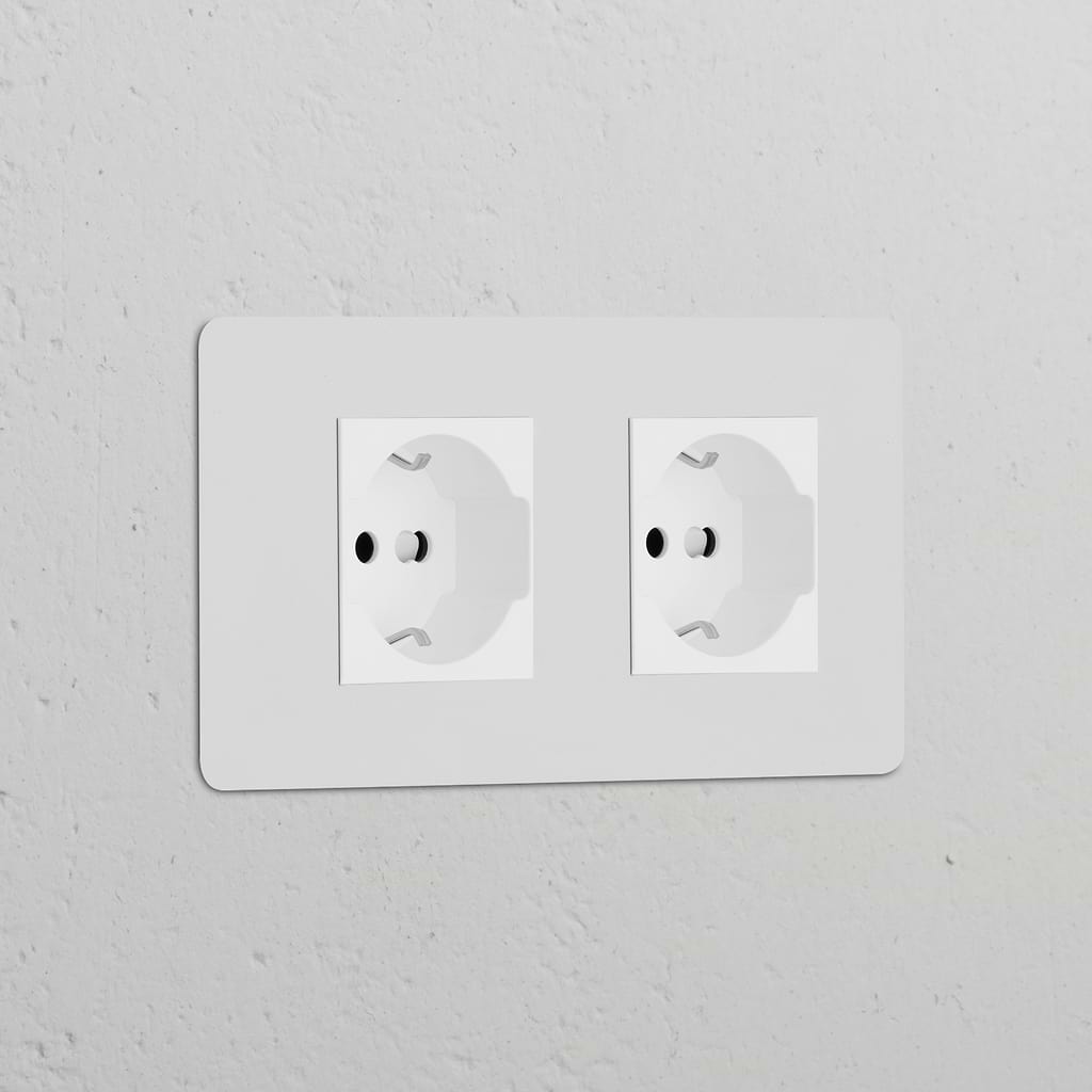 Modulo di alimentazione Schuko/Bipasso Doppio 2x - Pitturabile Bianco