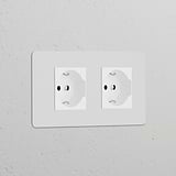 Modulo di alimentazione Schuko/Bipasso Doppio 2x - Pitturabile Bianco