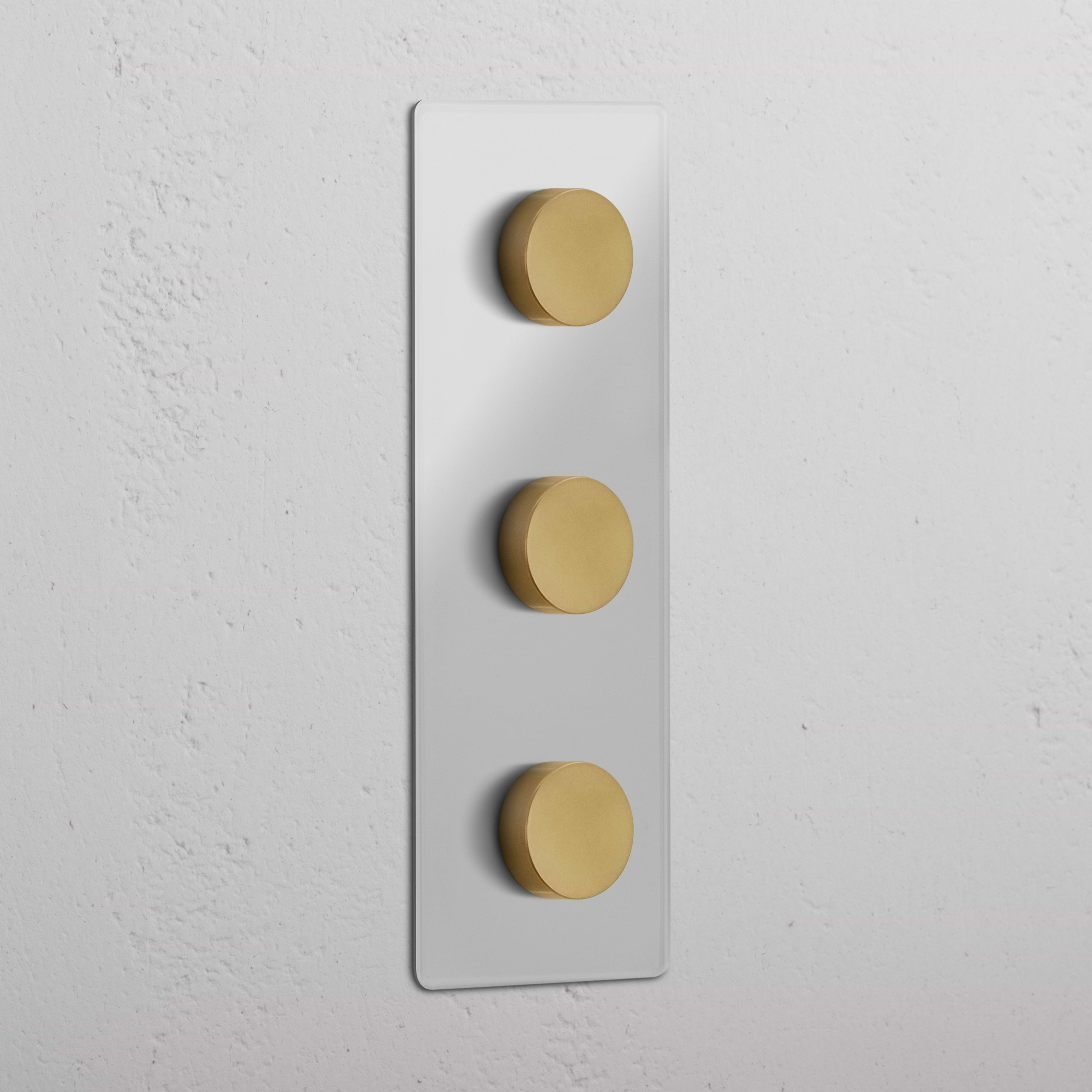 Interruttore Dimmer Multidirezionale Triplo 3x Verticale – Ottone Antico Trasparente