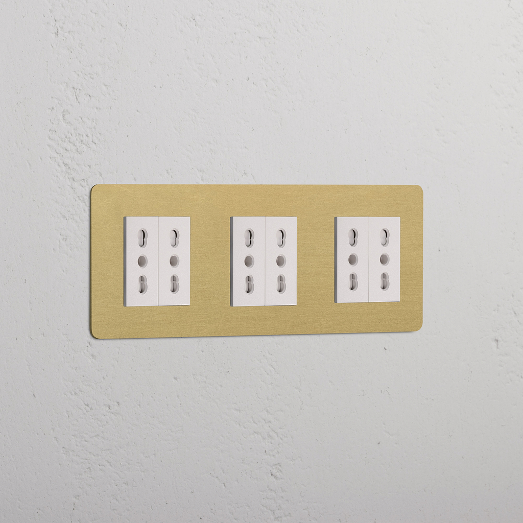 Modulo Triplo 6x Bipasso - Ottone Antico Bianco