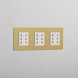 Modulo Triplo 6x Bipasso - Ottone Antico Bianco