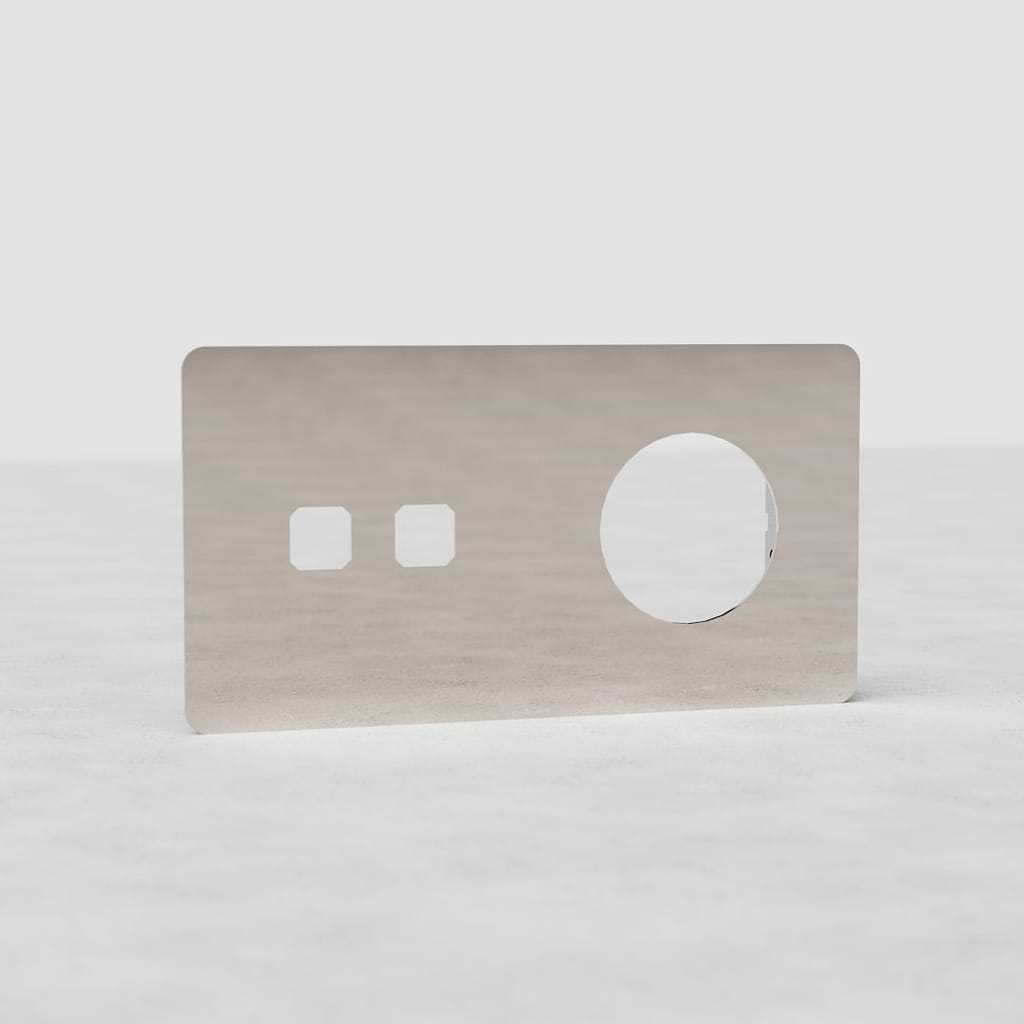 Doppia Placca 2x Interruttori & 1x Modulo Tonda EU - Nichel Lucido