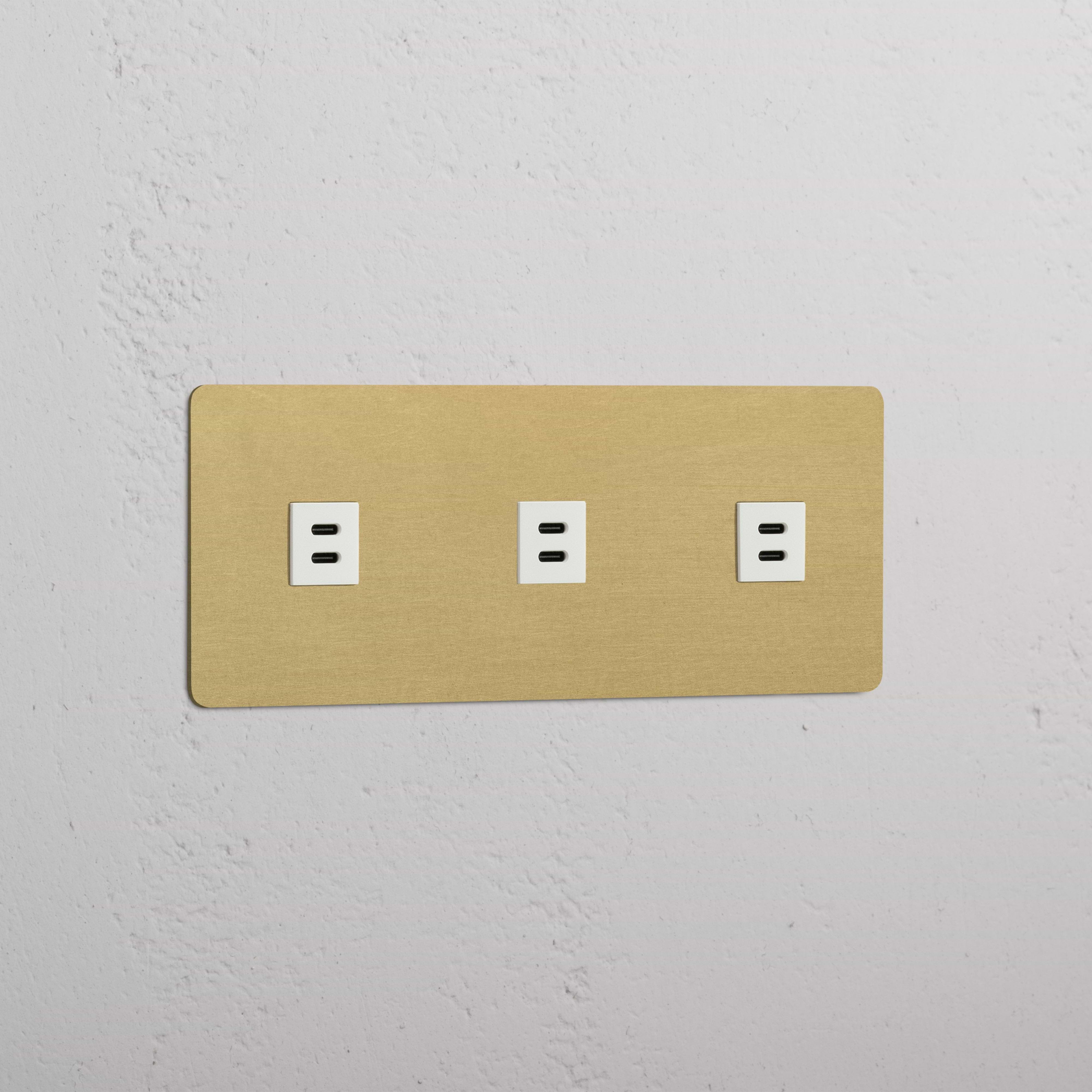 Modulo USB Triplo in Ottone Antico Bianco - Ricarica Alta Capacità