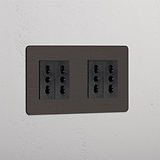 Modulo Doppio 4x Bipasso in Bronzo Nero
