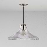 Hammersmith Lampadario Grande in Vetro Scanalato - Nichel Lucido