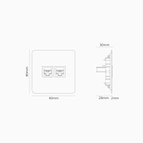 2x Modulo RJ45 Singolo - Nichel Nero Lucido