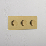 Interruttore Triplo per Dimmer in Ottone Antico con Tre Controlli