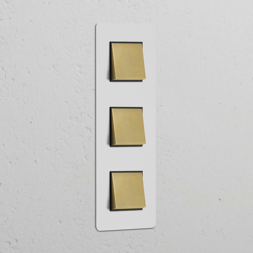 Interruttore a Bilanciere Triplo Verticale 3x – Pitturabile Ottone Antico Nero