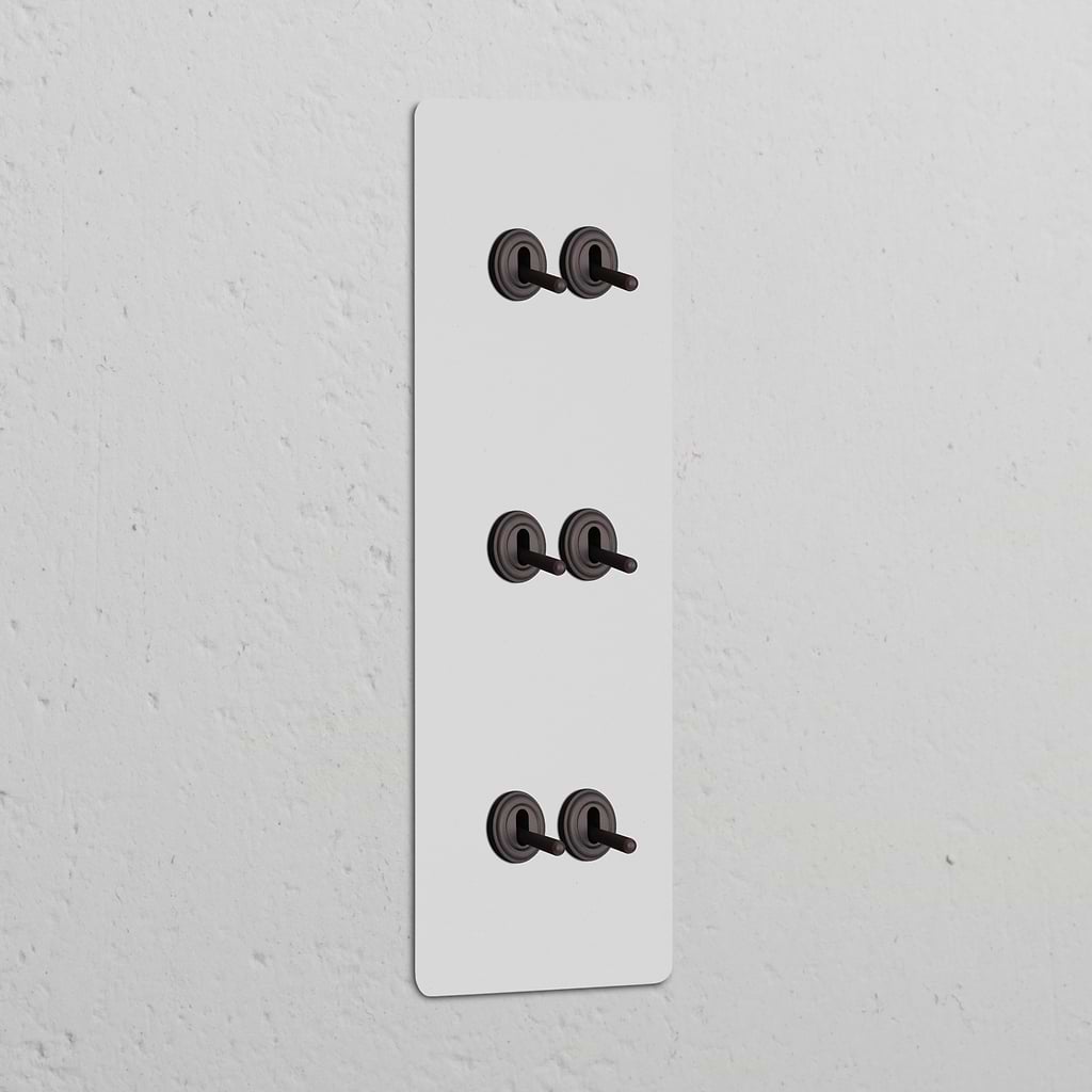 Interruttore a Levetta Triplo Verticale 6x – Pitturabile Bronzo