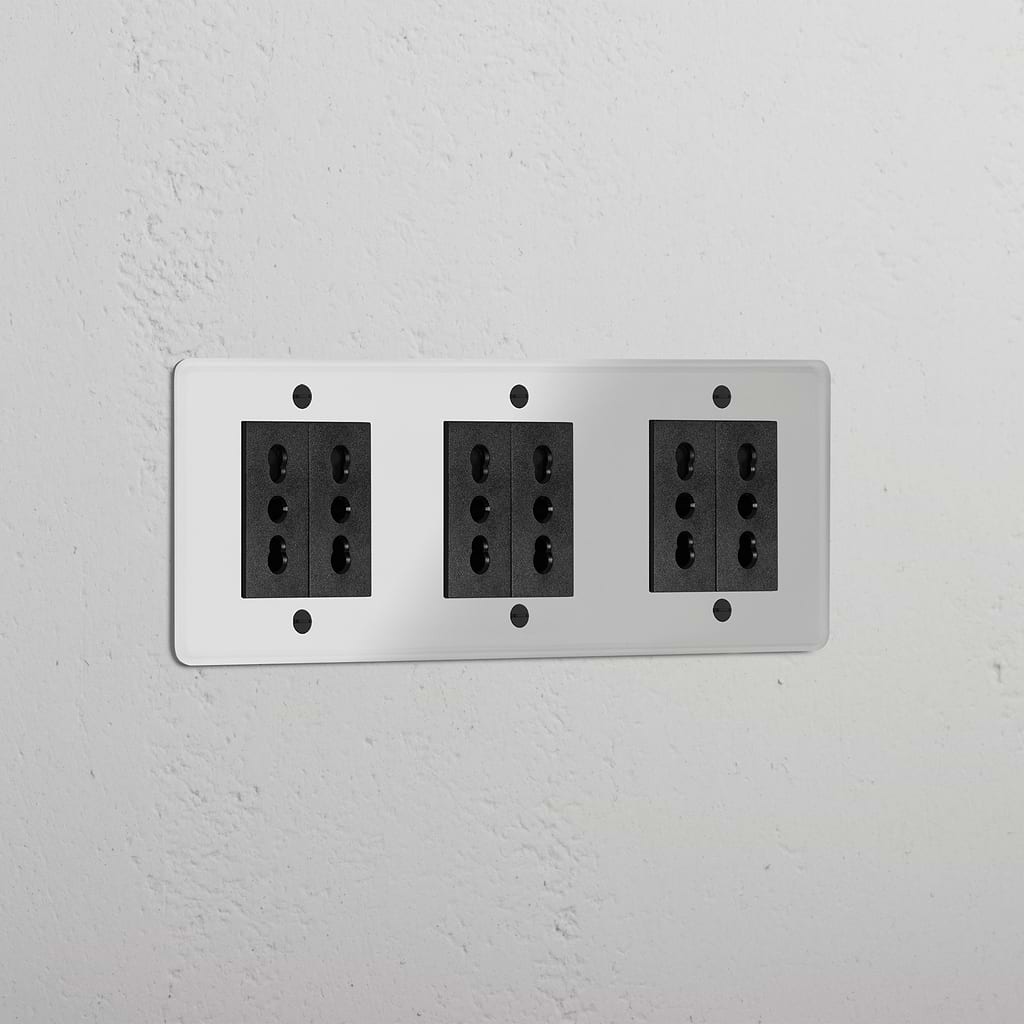 Modulo Triplo 6x Bipasso in Nero Trasparente