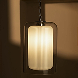 Windsor Lampadario Grande in Vetro Opale - Nichel Lucido