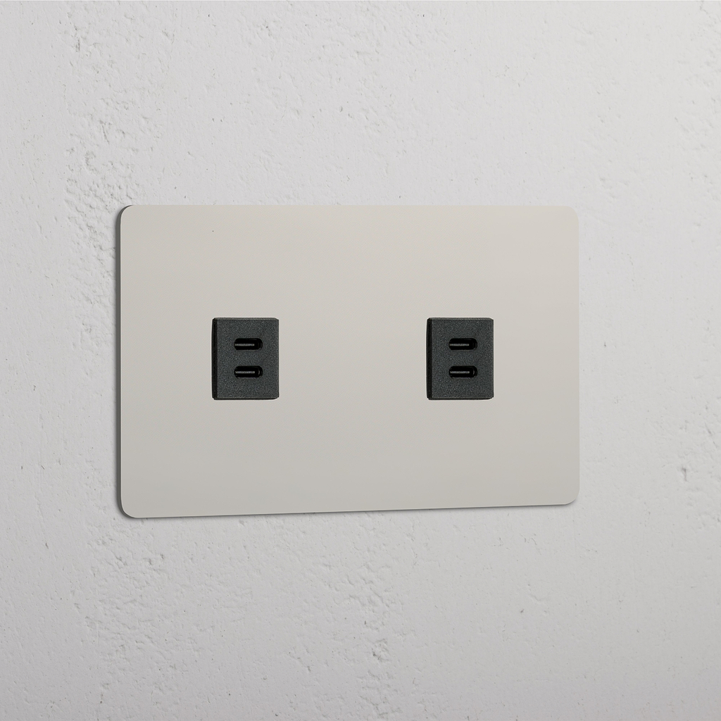 Modulo di Alimentazione USB Doppio in Nichel Lucido Nero - Accessorio di Ricarica USB Doppio