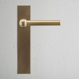 Harper Maniglia a Leva Fissa con Placca Lunga - Ottone Antico