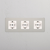 Modulo Triplo 3x Schuko/Bipasso - Nichel Lucido Bianco
