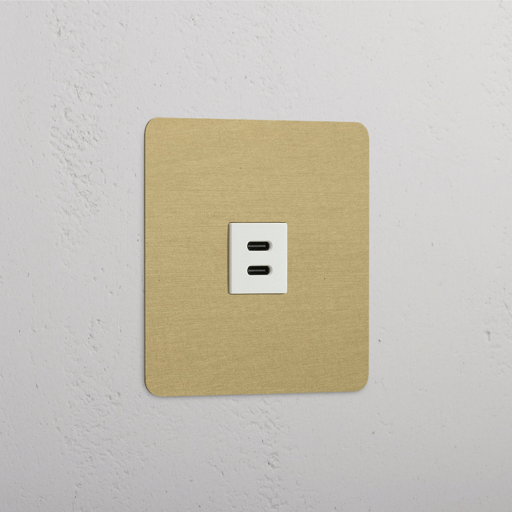Modulo Singolo USB 30W in Ottone Antico Bianco - Ricarica Veloce
