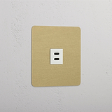 Modulo Singolo USB 30W in Ottone Antico Bianco - Ricarica Veloce